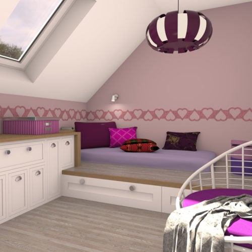 felty Filz Border Bordüre zur Wandgestaltung Wohnraum Modell Hearty Größe L Farbe A11 rosa meliert Szene 01