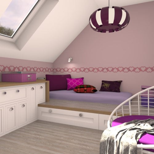 felty Filz Border Bordüre zur Wandgestaltung Wohnraum Modell Hearty Größe M Farbe A11 rosa meliert Szene 01