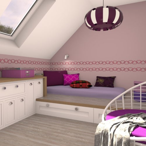 felty Filz Border Bordüre zur Wandgestaltung Wohnraum Modell Hearty Größe S Farbe A11 rosa meliert Szene 01