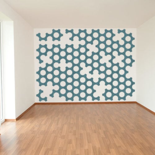 felty Filz Fliese zur Wandgestaltung Wohnraum Modell Bone Größe L Farbe A15 pazifik meliert Wohnzimmer Szene 01