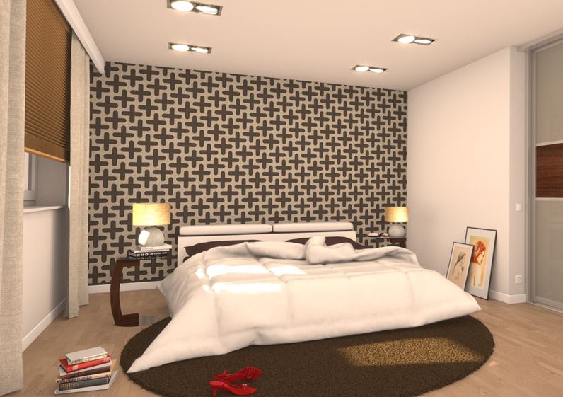 Schlafzimmer, Wandverkleidung mit Filz